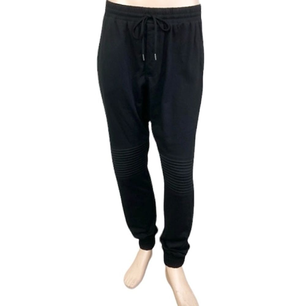 Basement Mens Drawstring Elastic Waist Knee Panel Jogger Sweatpants Black XL